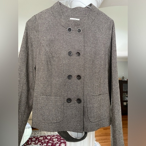 Loft women’s purplish brown-double buttons long sleeve belted Jacket/ blazer - Picture 1 of 7